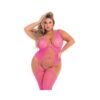 Pink Lipstick Flight Risk Sheer Bodystocking Pink 1x-3x