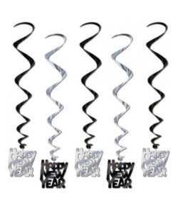 Happy New Year Whirls - Black/silver