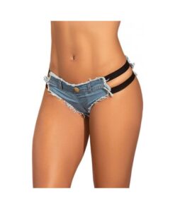 Micro Mini Shorts W/black Stripes Light Chambray Sm
