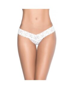 Patterned Lace Thong White Sm