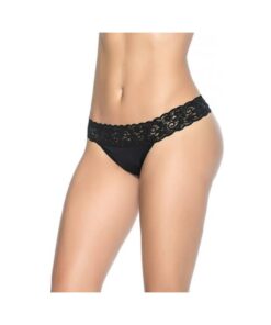 Lace Trim Thong Black Lg