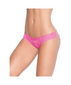 Lace Panty W/back Cage Hot Pink Lg