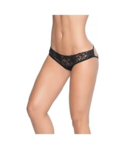 Lace Panty W/back Cage Black Md