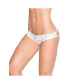 Lace Panty W/back Cage White Sm