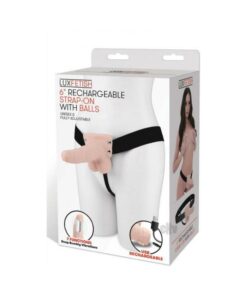 Lux F Recharge Strap On W/balls 6 Flesh
