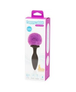 Happy Rabbit Rechargeable Vibrating Butt Plug With Interchangeable Gem And Purple Puff Medium