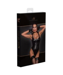 Noir Handmade Powerwetlook Bodysuit With High-cut Bottom Hem L