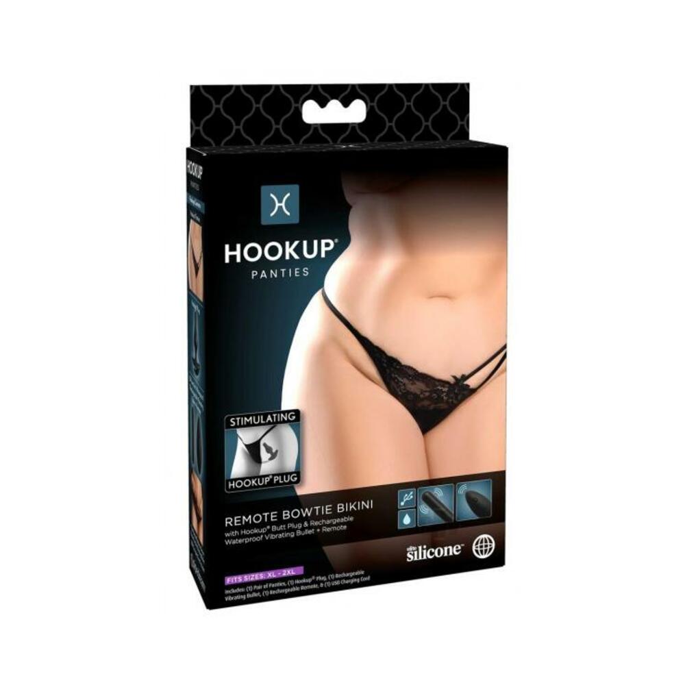 Hookup Remote Bowtie Bikini Black Fits Size Xl-xxl