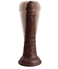 King Cock Elite Vibrating Silicone Dual-density Cock With Remote 7 In. Brown