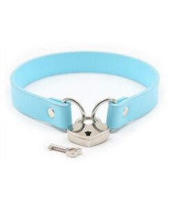 Ple'sur Pvc Collar With Heart Lock & Key Aqua