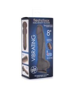 Fleshstixxx Vibrating Rechargeable Dong 8 In. Brown