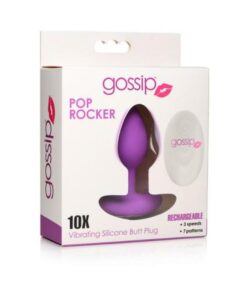 10x Pop Rocker Vibrating Silicone Plug With Remote - Violet