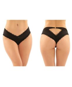 Dahlia Cheeky Hipster Panty With Lace Trim And Keyhole Cutout 6-pack S/m Black