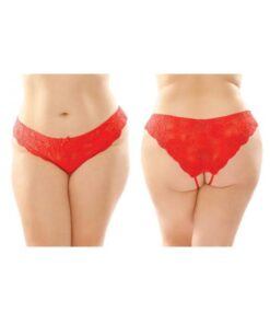 Poppy Crotchless Floral Lace Panty 6-pack Q/s Red
