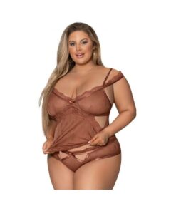 Magic Silk Caramel Kiss Cami & Boyshort Carmel Queen  Size