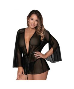 Magic Silk Modern Romance Short Robe Black S/m