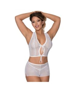 Magic Silk Modern Romance Haltr & Tap Panty White L/xl