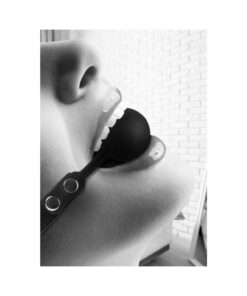 Ouch! Black & White Silicone Ball Gag With Adjustable Bonded Leather Straps Black