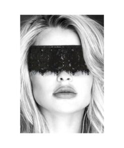 Ouch! Black & White Lace Mask With Elastic Straps Black
