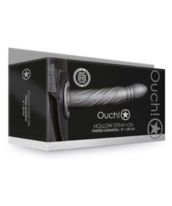 Ouch! Twisted Hollow Strap-on 8 In. Gunmetal Gray