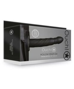 Ouch! Twisted Hollow Strap-on 8 In. Black