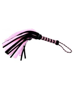 Ple'sur 18 In. Suede & Faux Fur Tail 'pleasure & Pain' Mini Flogger Pink/black
