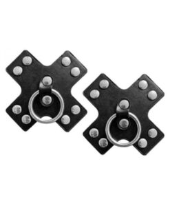Nipplicious Seducer Leather Pasties With Ring Black