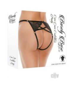 Barely Bare Criss-cross Crotchelss Panty Black O/s