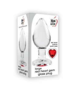 Adam & Eve Red Heart Gem Glass Plug Large Red