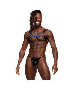 Male Power Men's Leather Aries Black/blue O/s