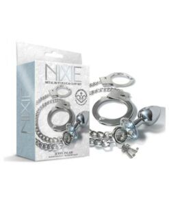 Nixie Metal Butt Plug & Handcuffs Set Silver