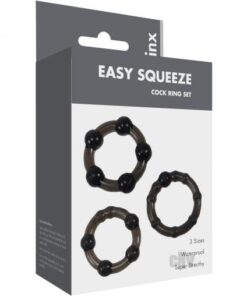 Linx Easy Squeeze Cock Ring Set Black Os