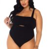Opaque Bandeau Bodysuit 1x-2x 2pc Black