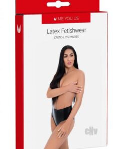 Myu Latex Crotchless Panties Md Black