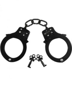 Handcuffs Black Coated Steel Single Lock - Black