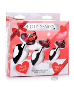 Red Gem With Bells Anal Plug Set