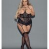 Euphoria Open Cup Bustier & Crotchless Boyshorts Black Qn