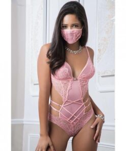 Lace Mask & Teddy Sweet Pink O/s