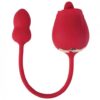 Fuchsia Rose Clit Licking Stimulator & Vibrating Egg - Red