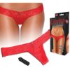Vibrating Panties Lace Thong Hidden Vibe Pocket Red M/L
