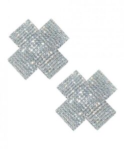 Neva Nude Cross Crystal Jewel Reusable Silicone Nipple Pasties - Clear O/s