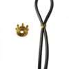 Bolo Silicone Lasso with Gold Crown Slider Ring Black