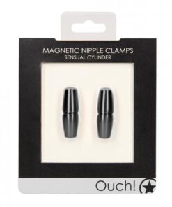Shots Ouch Sensual Cylinder Magnetic Nipple Clamps - Black