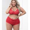 Knit Bralette & Cheeky Shorts Flame Scarlet 1x/2x