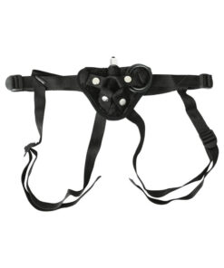 Vibrating Velvet Harness Strap On Harness Black