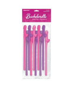 Bachelorette Party Favors Dicky Sipping Straws Pink/purple 10pc.