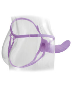 Vibrating 8 Inch Silicone Hollow Strap-on - Purple