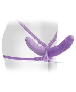 Elite Vibrating Double Delight Strap On 10 Inches - Purple