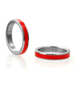 H2h Stainless Steel Cockring W/red Band 1.875 In.