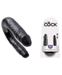 King Cock U Shaped Double Trouble Black Small Dildo